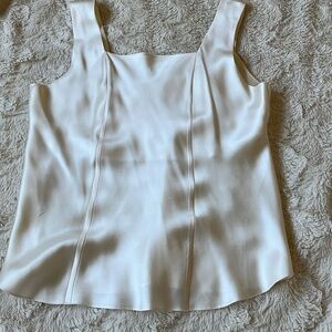 Vintage Nordstrom 100% Silk Ivory Upper Lined  Wide Straps Tank Top Size S